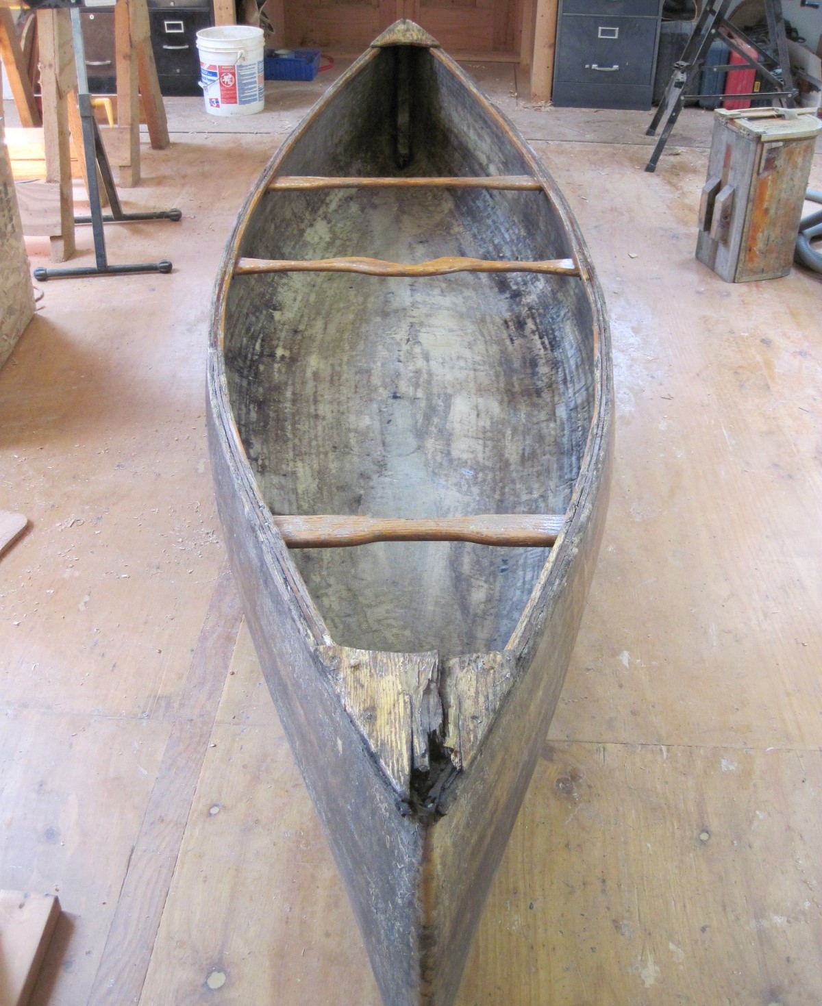 old canoe in need of repair